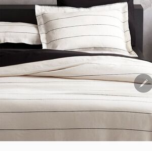 Discontinued CB2 Crate & Barrel Linen Pinstripe King Duvet NEW Without Tags